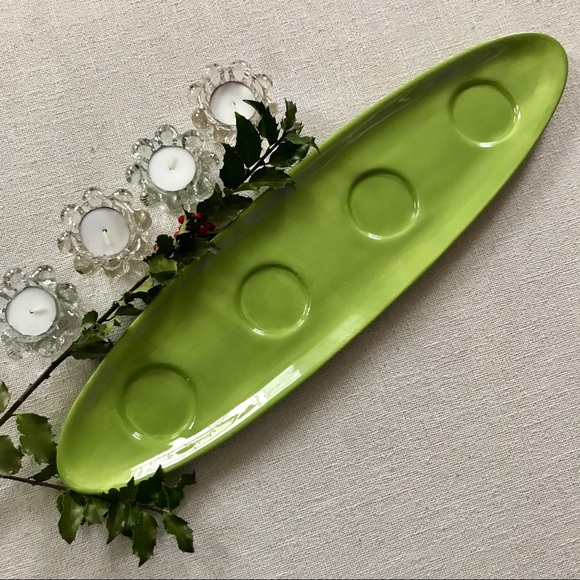 POTTERY BARN CERAMIC TRAY GLASS VOTIVE/TEA LIGHTS